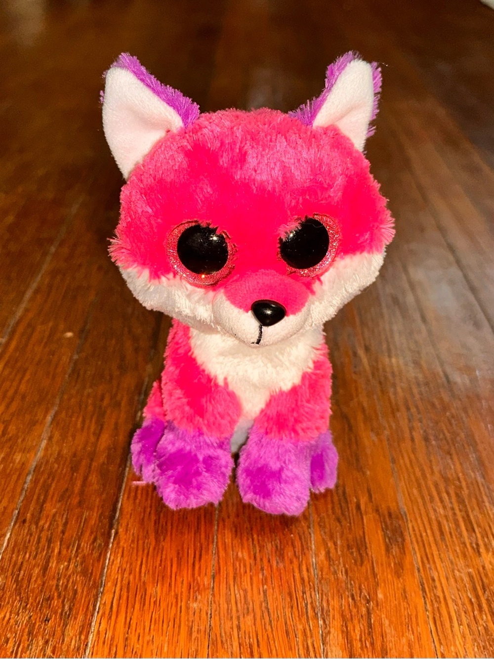 Ty Beanie Boos JOEY Pink Purple Fox Plush Glitter Eyes Claires Exclusive